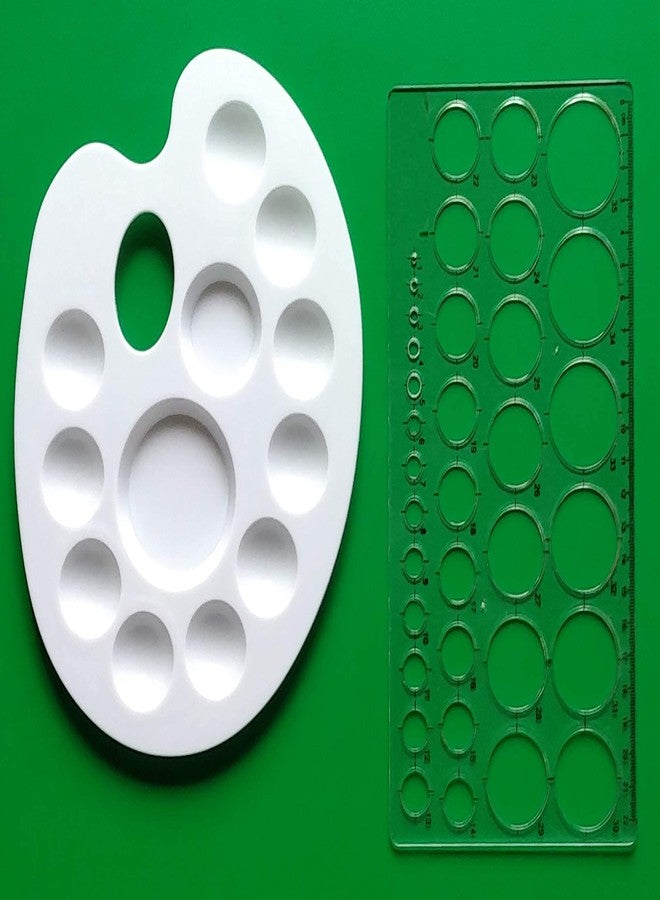 FIRST CLICK™ Art 12 Wells 301 Kidney Shaped Plastic Palette + Circle Master 35 Circles - Image 1